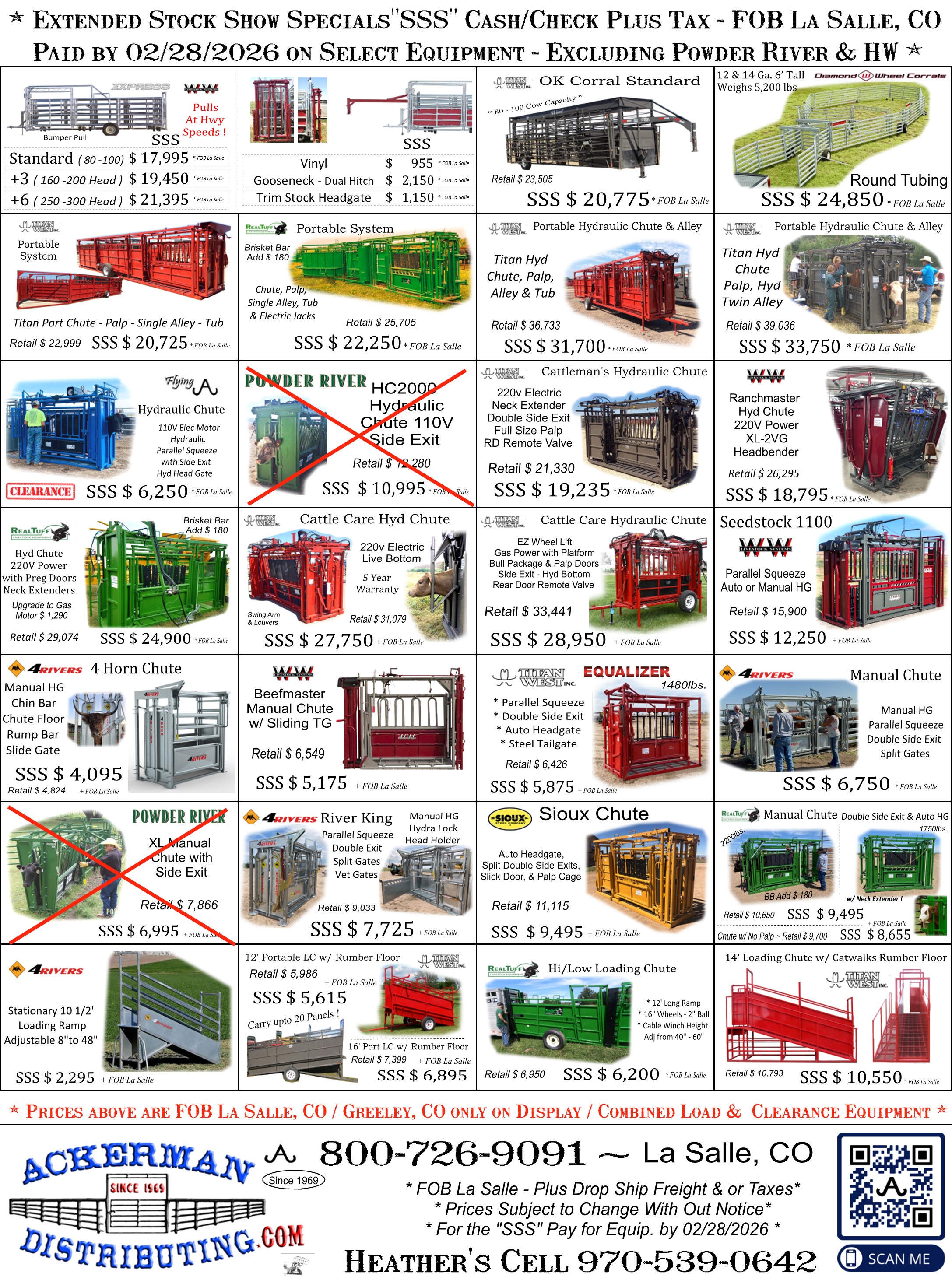 The “SSS” Stock Show Specials have been Extended to 2/28! On Select Equipment Call to Check - Excluding Powder River & HW! LOCAL PRICING